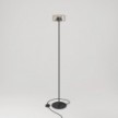 MAG-Y floor lamp with round, metal base and Ghost smoky bulb