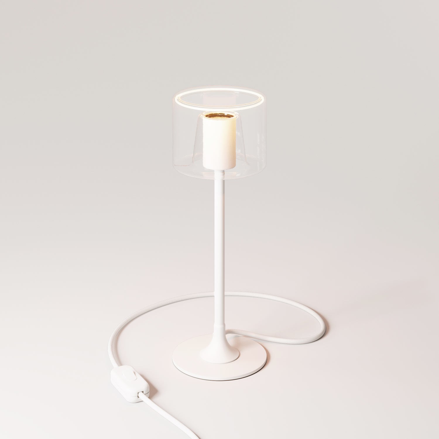 MAG-Y table lamp with round metal base and transparent Ghost bulb