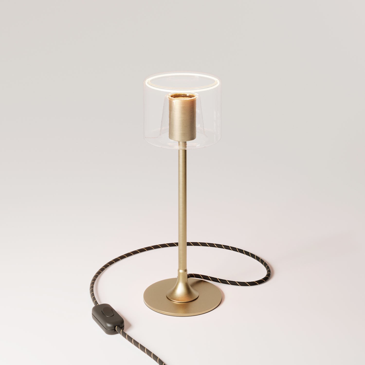 MAG-Y table lamp with round metal base and transparent Ghost bulb