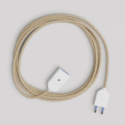 Electrical extension cord with jute neutral cable 2P 10A Made in Italy