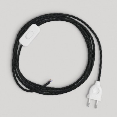 Wiring for lamp with black braided cable 1.80 m