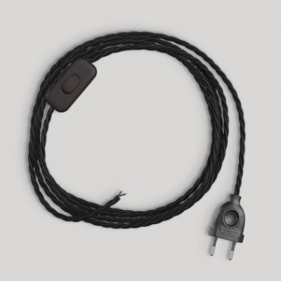 Wiring for lamp with black braided cable 1.80 m