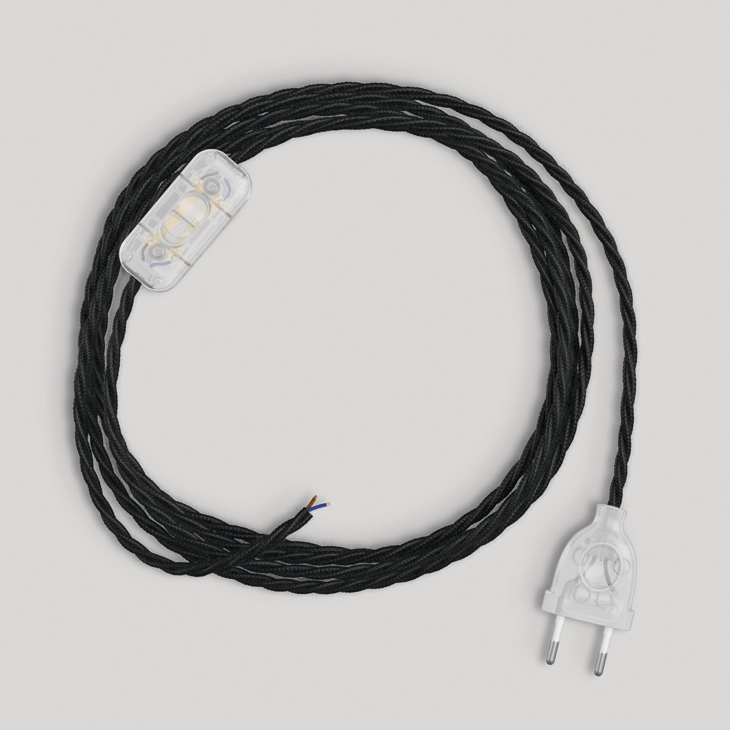 Cableado para lámpara con cable negro trenzado 1,80 m