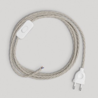 Wiring for lamp with white braided cable 1.80 m