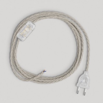 Wiring for lamp with white braided cable 1.80 m