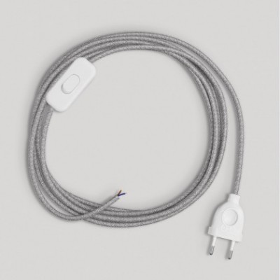 Wiring for lamp with grey linen cable 1.80 m