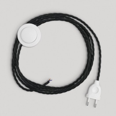 Wiring for lamp with black braided cable 3 m