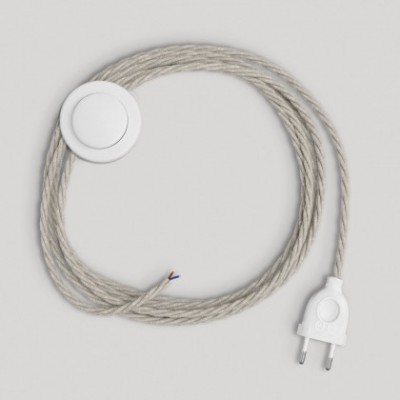 Wiring for lamp with white braided cable 3 m