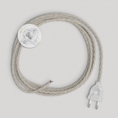 Wiring for lamp with white braided cable 3 m