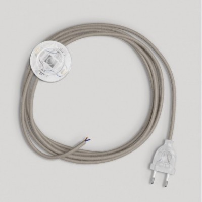 Wiring for lamp with dove-grey cotton cable 3 m