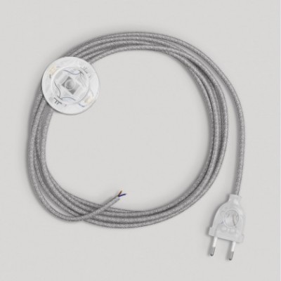 Wiring for lamp with grey linen cable 3 m