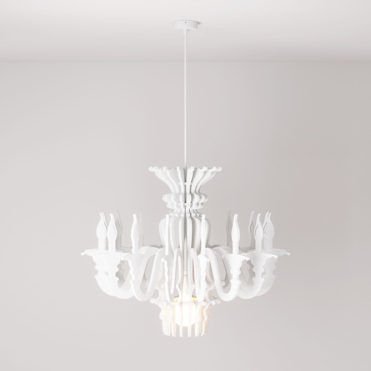 Suspension lamp with classic SHHANDELIER shade made of sound-absorbing material