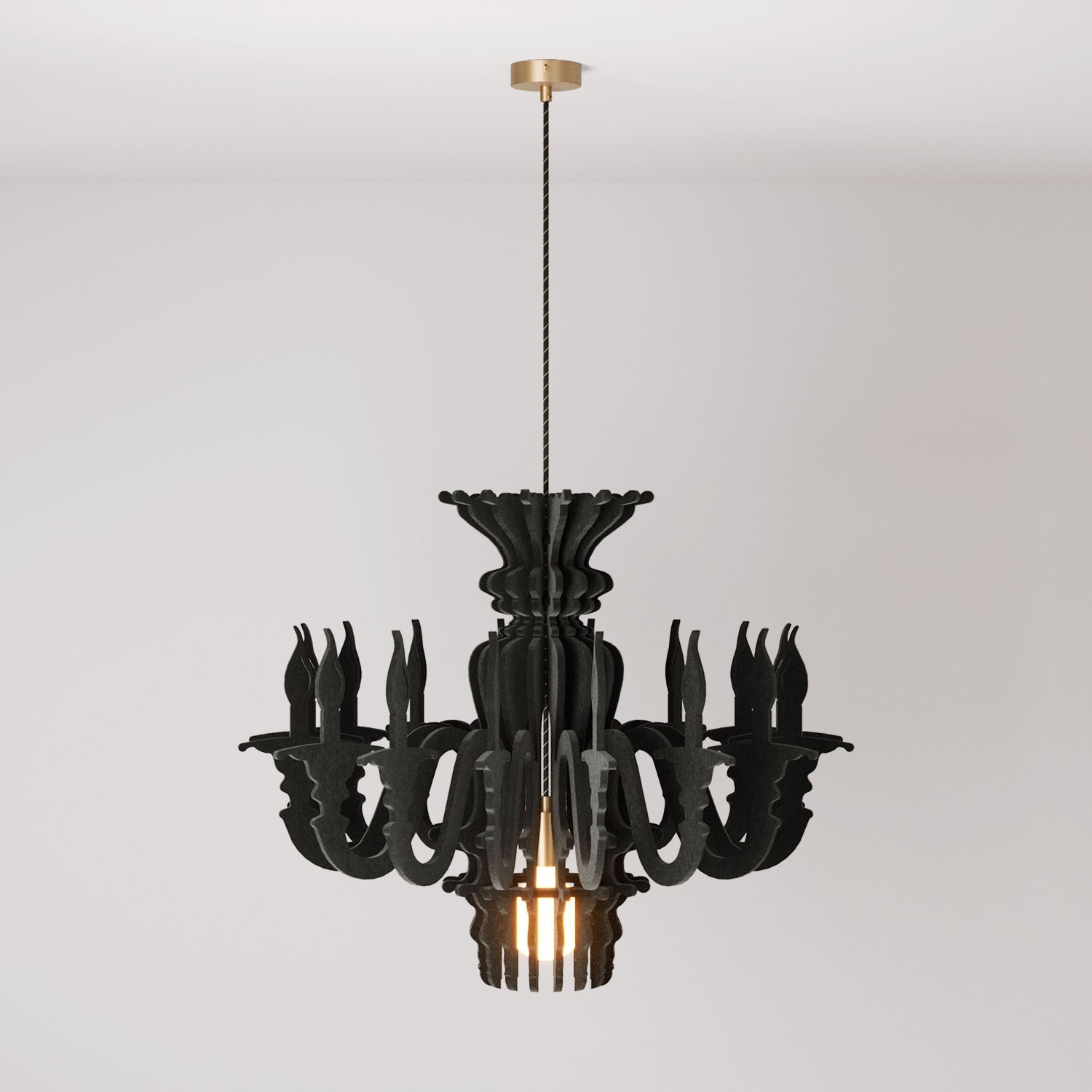 Suspension lamp with classic SHHANDELIER shade made of sound-absorbing material