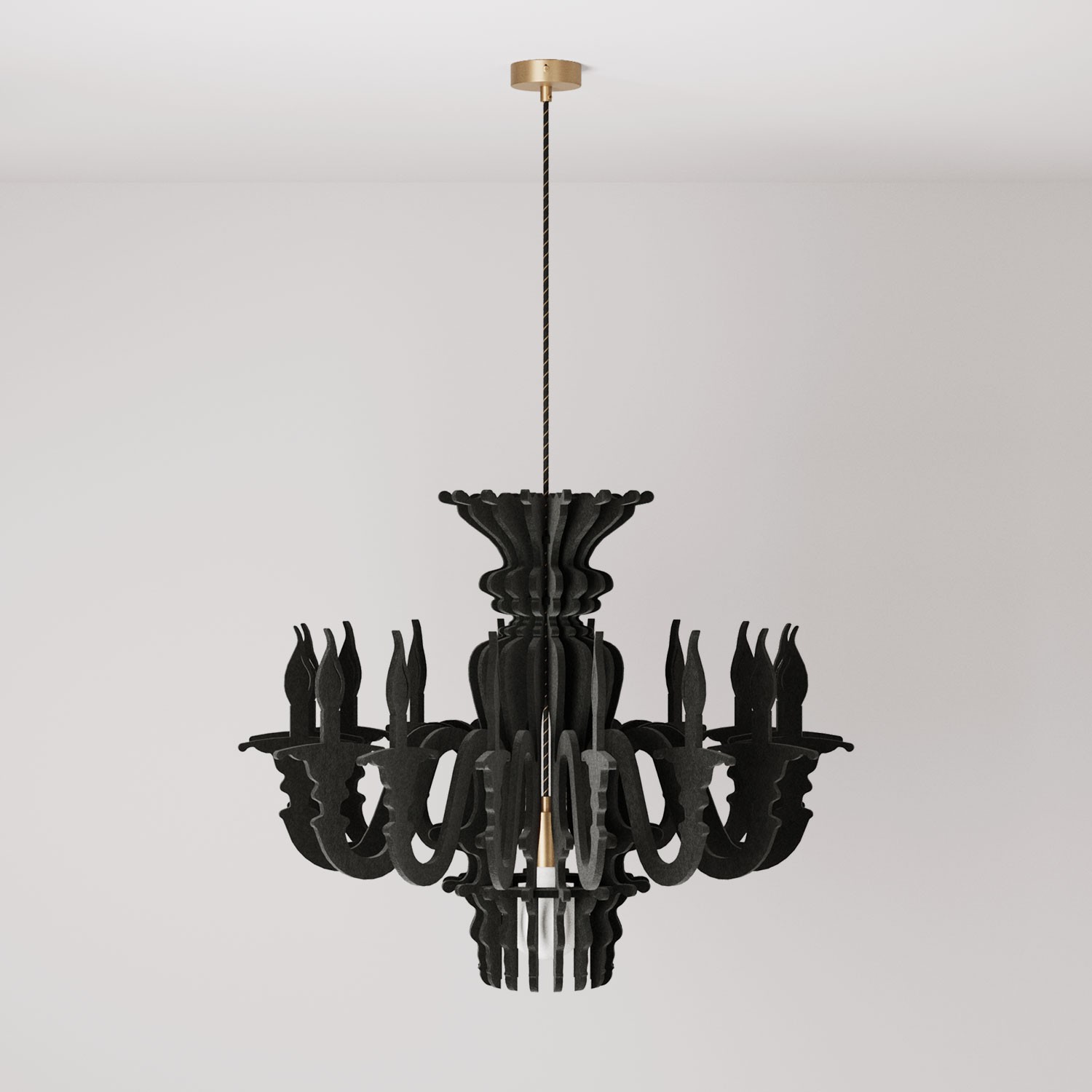 Suspension lamp with classic SHHANDELIER shade made of sound-absorbing material