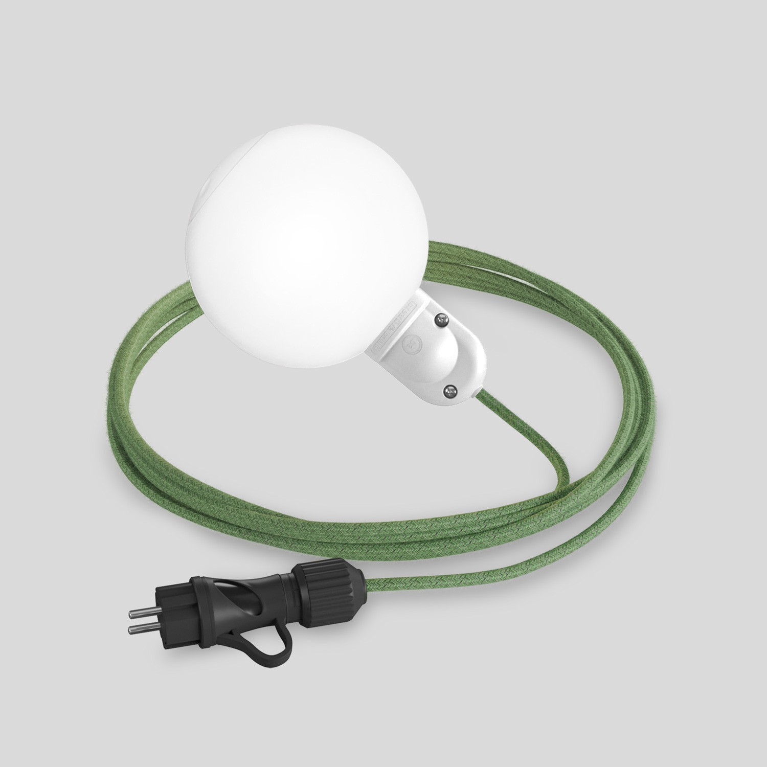 EIVA IP65 plug-in outdoor lamp with unbreakable Unbreak-a-Ball shade