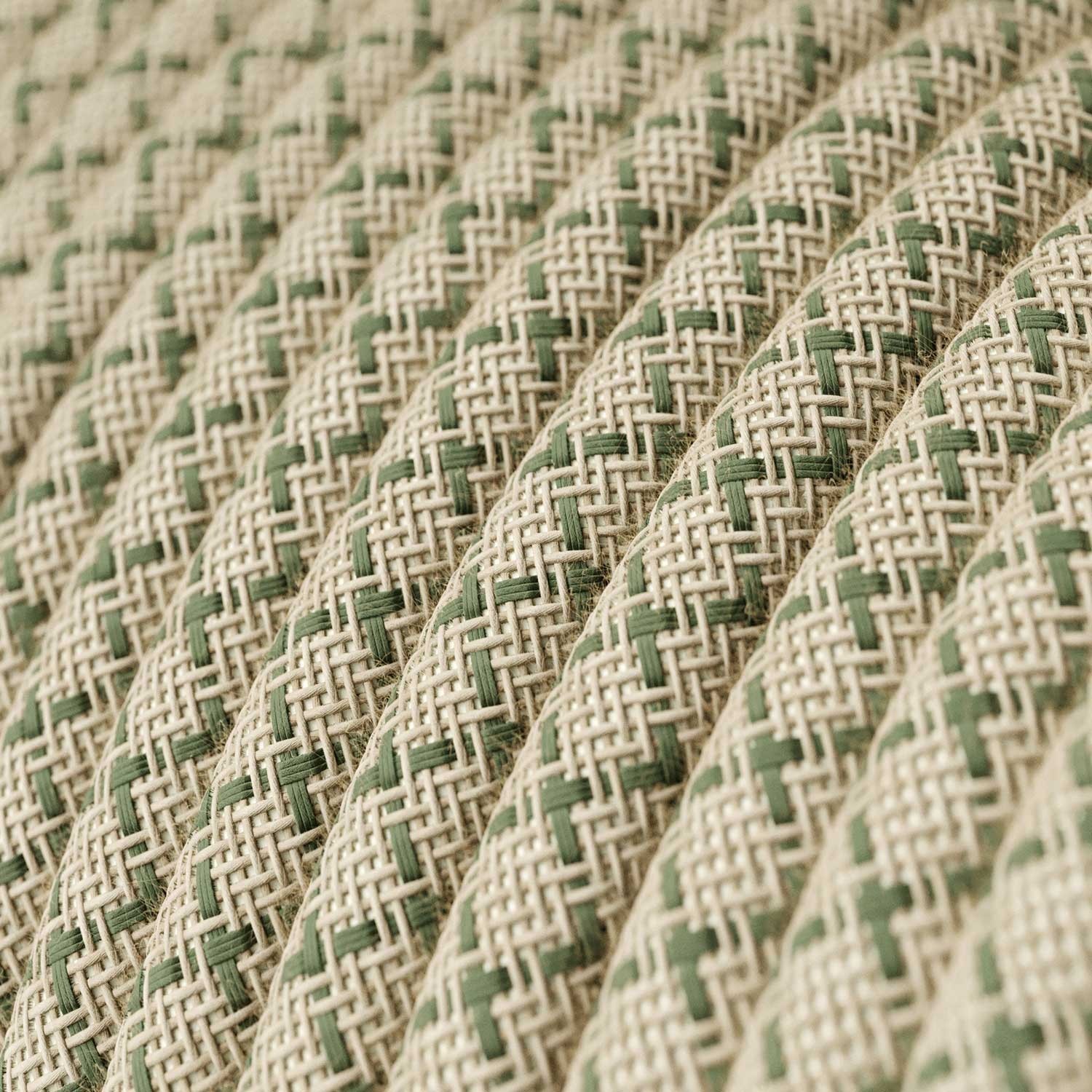 Cable eléctrico redondo en bobina de 45.72 mts (150 pies) RD62 Algodón y Lino Natural Rombo Verde Tomillo - Homologado UL