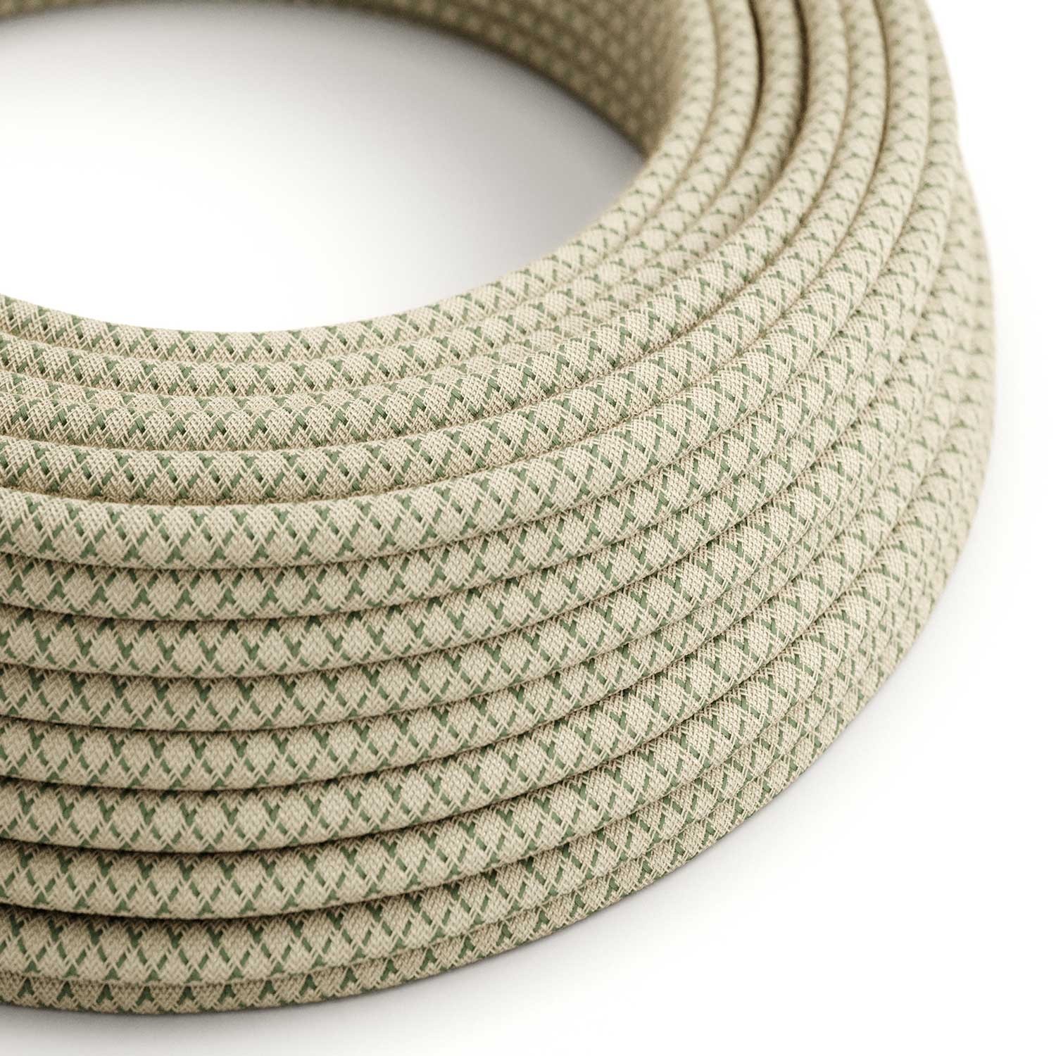 Cable eléctrico redondo en bobina de 45.72 mts (150 pies) RD62 Algodón y Lino Natural Rombo Verde Tomillo - Homologado UL