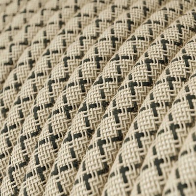 Cable eléctrico redondo en bobina de 45.72 mts (150 pies) RD64 Algodón y Lino Natural Rombo Antracita - Homologado UL