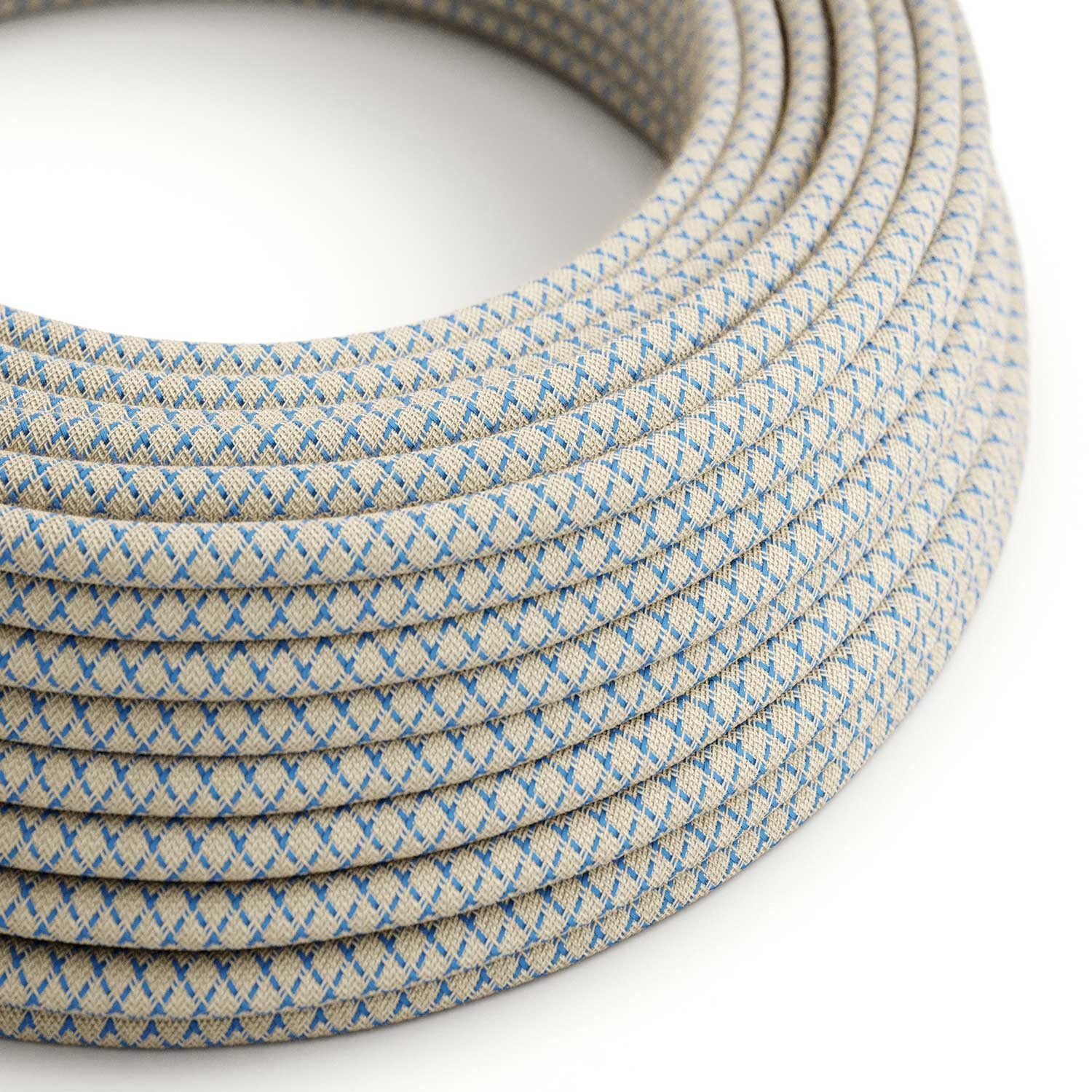 Cable eléctrico redondo en bobina de 45.72 mts (150 pies) RD65 Algodón y Lino Natural Rombo Azul Steward - Homologado UL