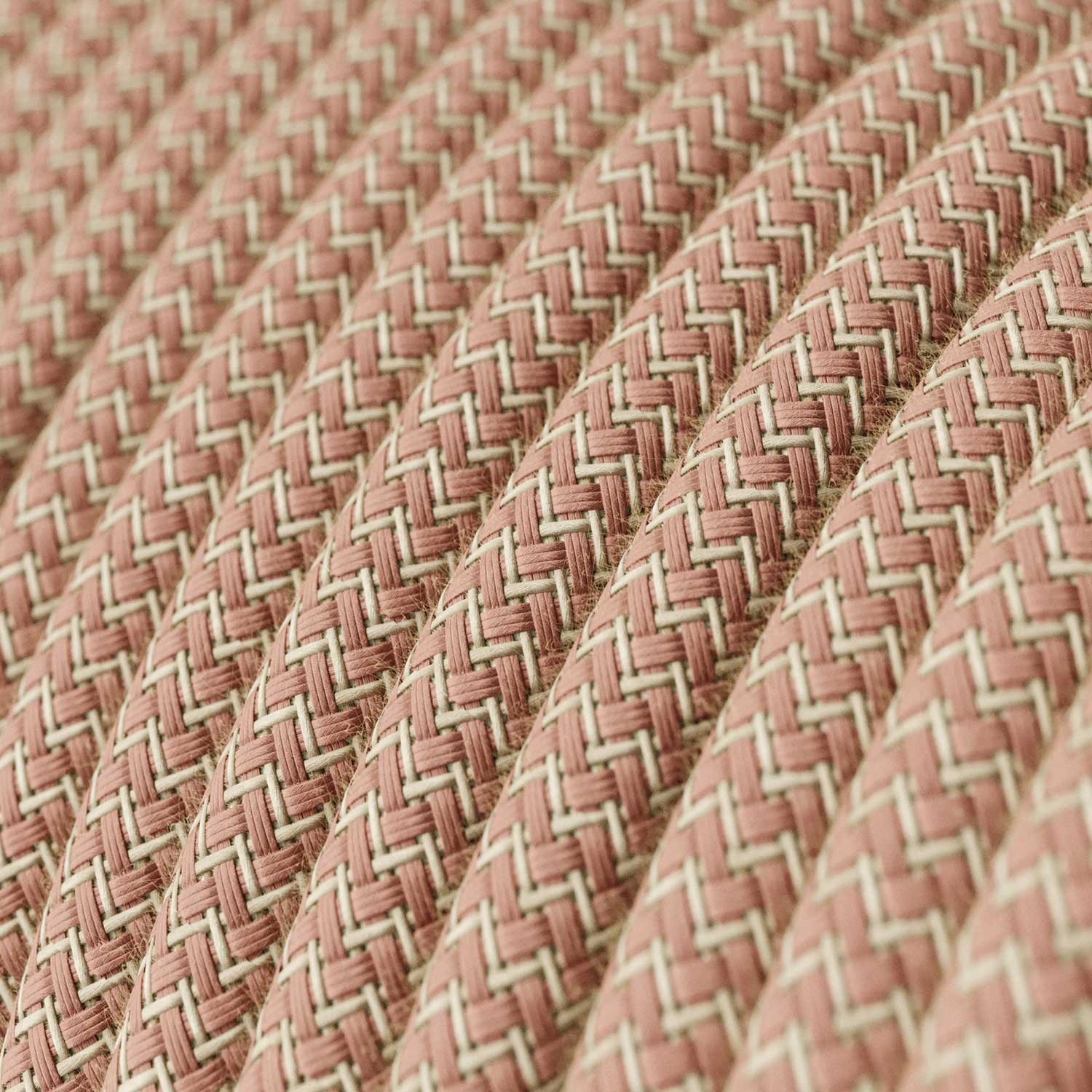 Cable eléctrico redondo en bobina de 45.72 mts (150 pies) RD71 Algodón y Lino Natural ZigZag Rosa Antico - Homologado UL