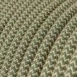 Cable eléctrico redondo en bobina de 45.72 mts (150 pies) RD72 Algodón y Lino Natural ZigZag Verde Tomillo - Homologado UL