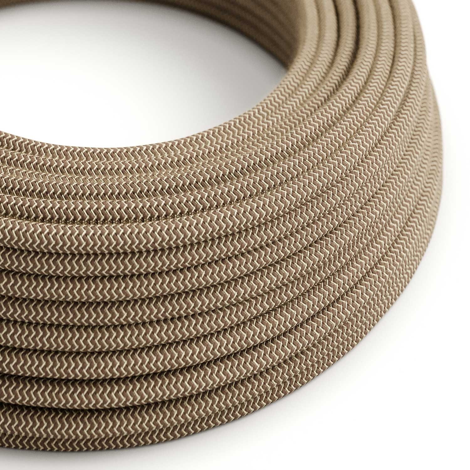Cable eléctrico redondo en bobina de 45.72 mts (150 pies) RD73 Algodón y Lino Natural ZigZag Corteza - Homologado UL