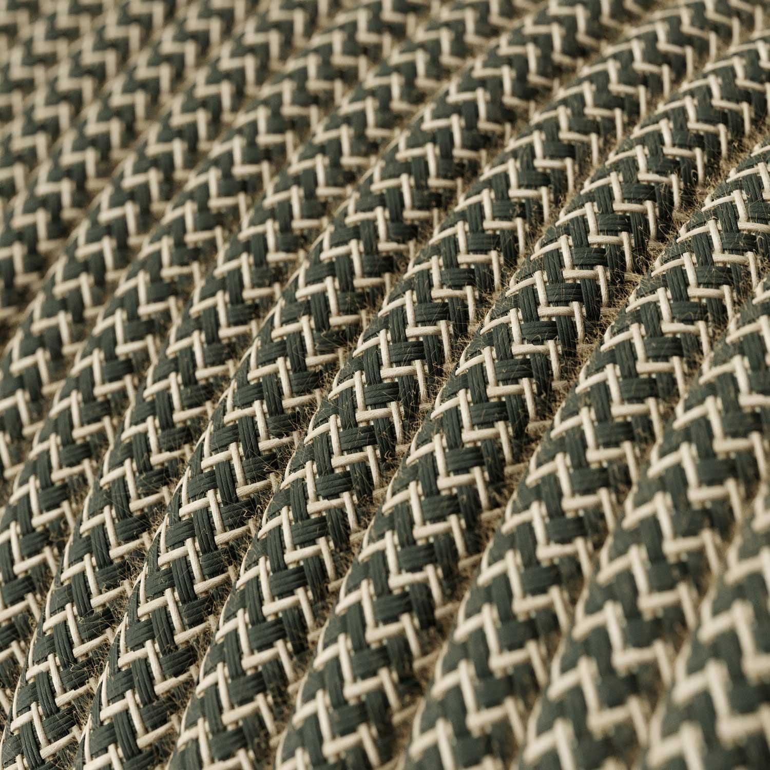 Cable eléctrico redondo en bobina de 45.72 mts (150 pies) RD74 Algodón y Lino Natural ZigZag Antracita - Homologado UL