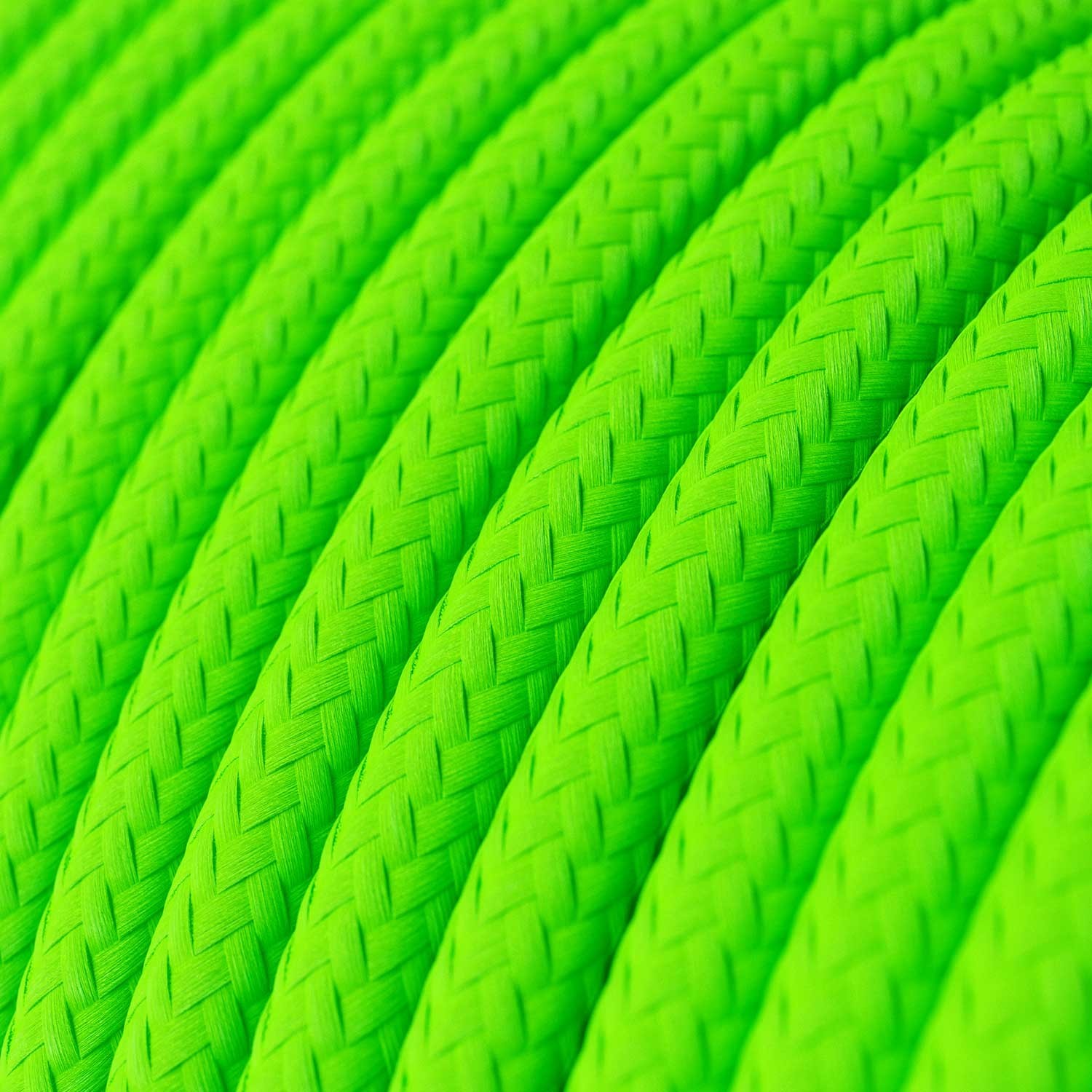 Cable eléctrico redondo en bobina de 45.72 mts (150 pies) RF06 Efecto Seda Verde Fluo - Homologado UL