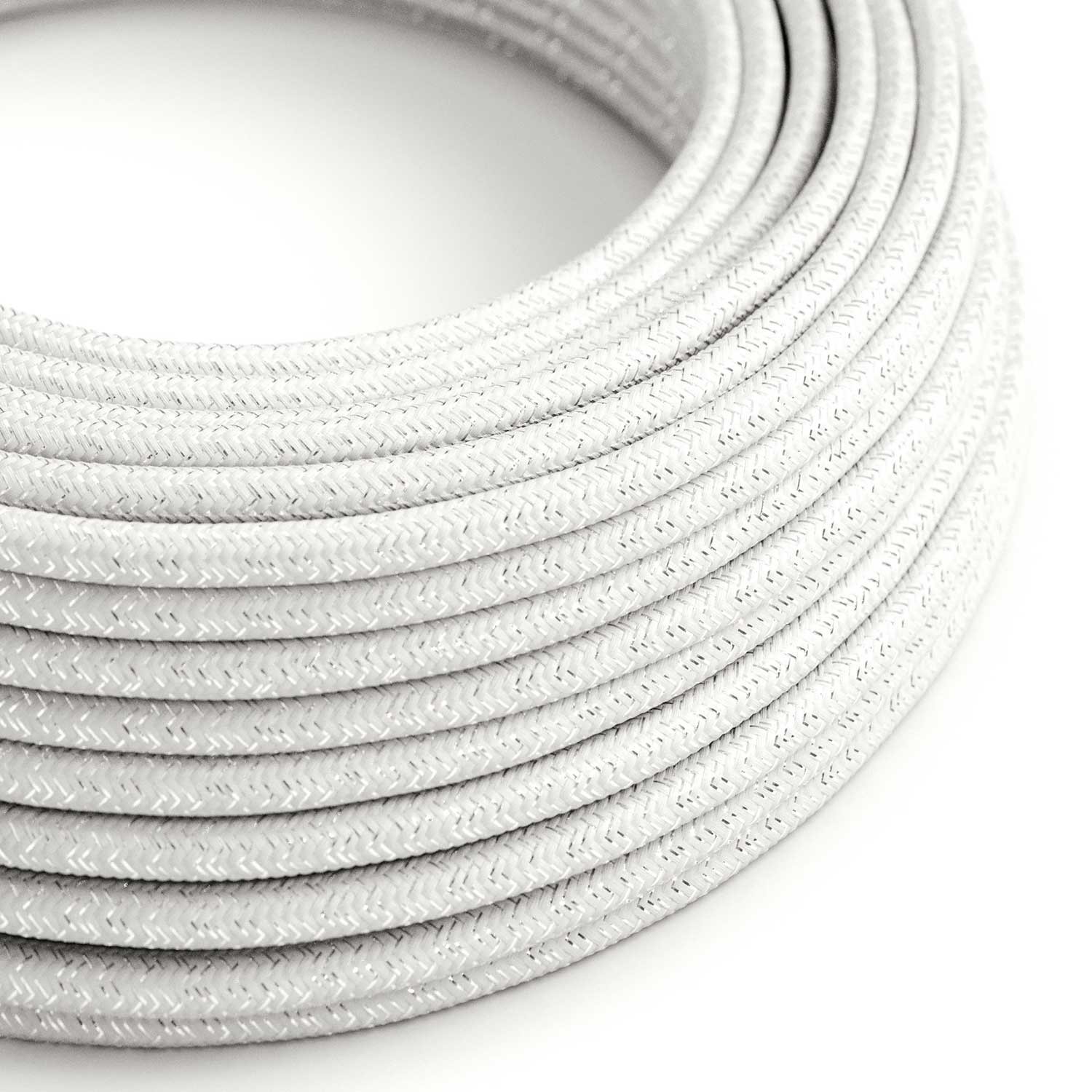 Cable eléctrico redondo en bobina de 45.72 mts (150 pies) RL01 Efecto Seda Blanco Glitter - Homologado UL