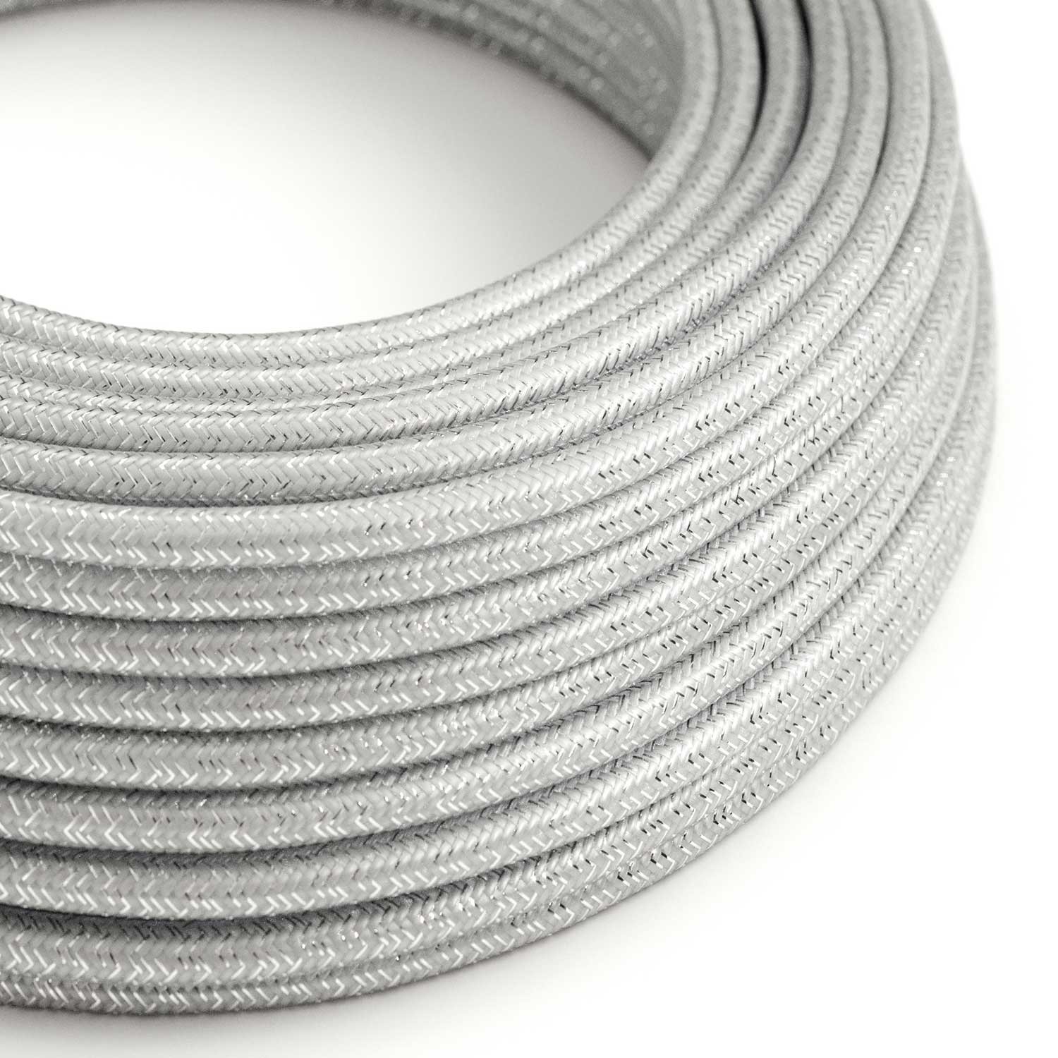 Round Electric Cable 150 ft (45,72 m) coil RL02 Glittering Silver Rayon - UL listed