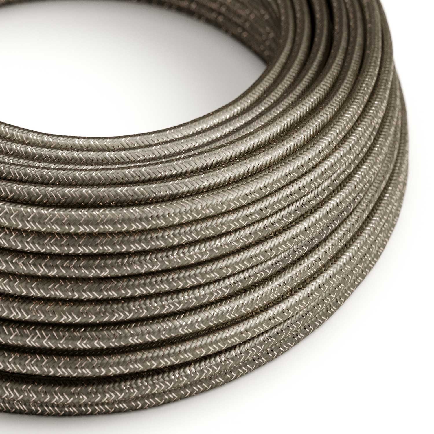 Cable eléctrico redondo en bobina de 45.72 mts (150 pies) RL03 Efecto Seda Gris Glitter - Homologado UL