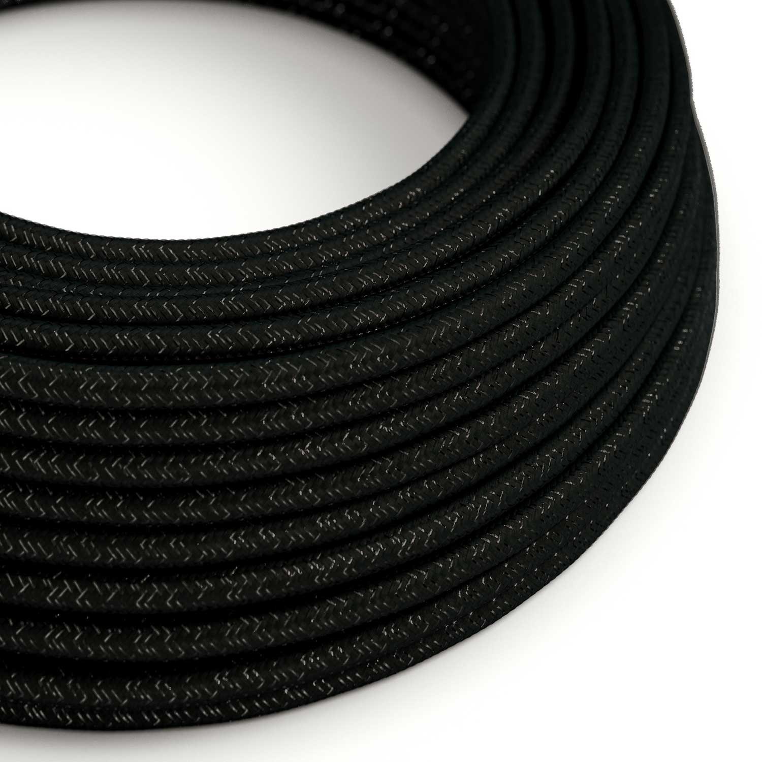 Cable eléctrico redondo en bobina de 45.72 mts (150 pies) RL04 Efecto Seda Negro Glitter - Homologado UL