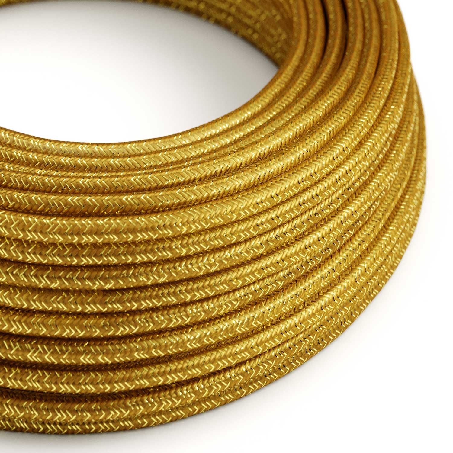 Cable eléctrico redondo en bobina de 45.72 mts (150 pies) RL05 Efecto Seda Dorado Glitter - Homologado UL
