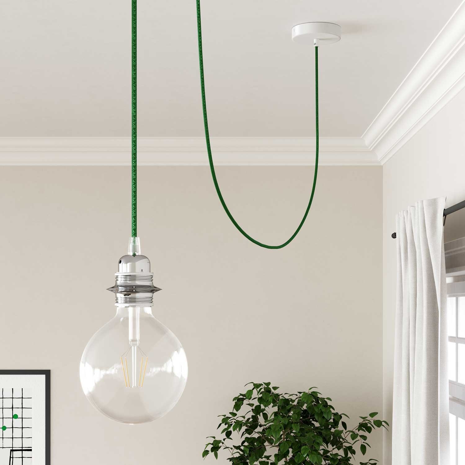 Cable eléctrico redondo en bobina de 45.72 mts (150 pies) RL06 Efecto Seda Verde Glitter - Homologado UL