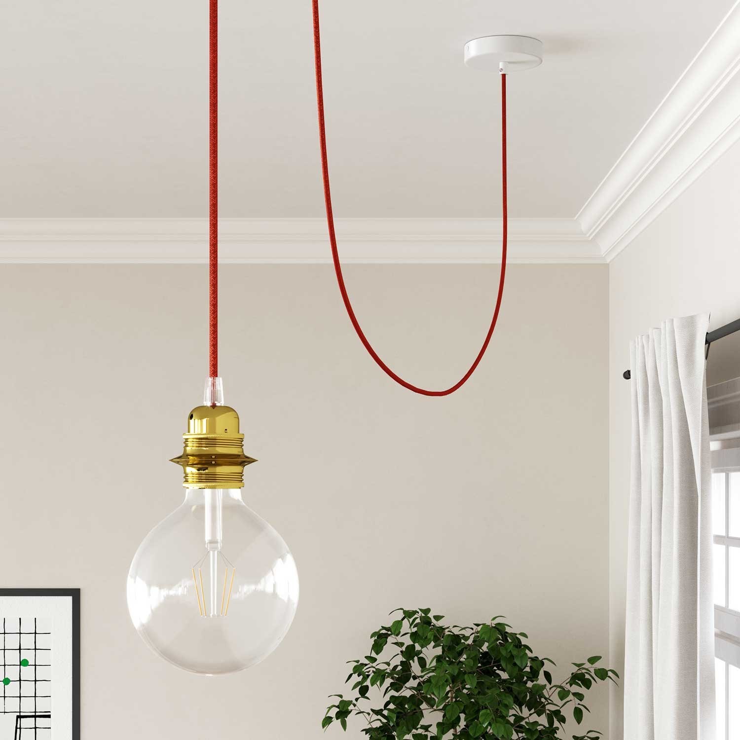 Cable eléctrico redondo en bobina de 45.72 mts (150 pies) RL09 Efecto Seda Rojo Glitter - Homologado UL