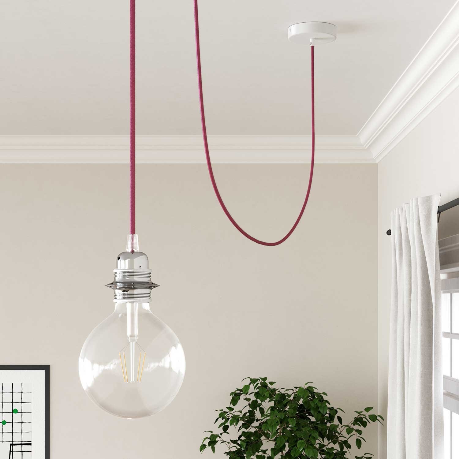 Cable eléctrico redondo en bobina de 45.72 mts (150 pies) RM08 Efecto Seda Fuchsia - Homologado UL