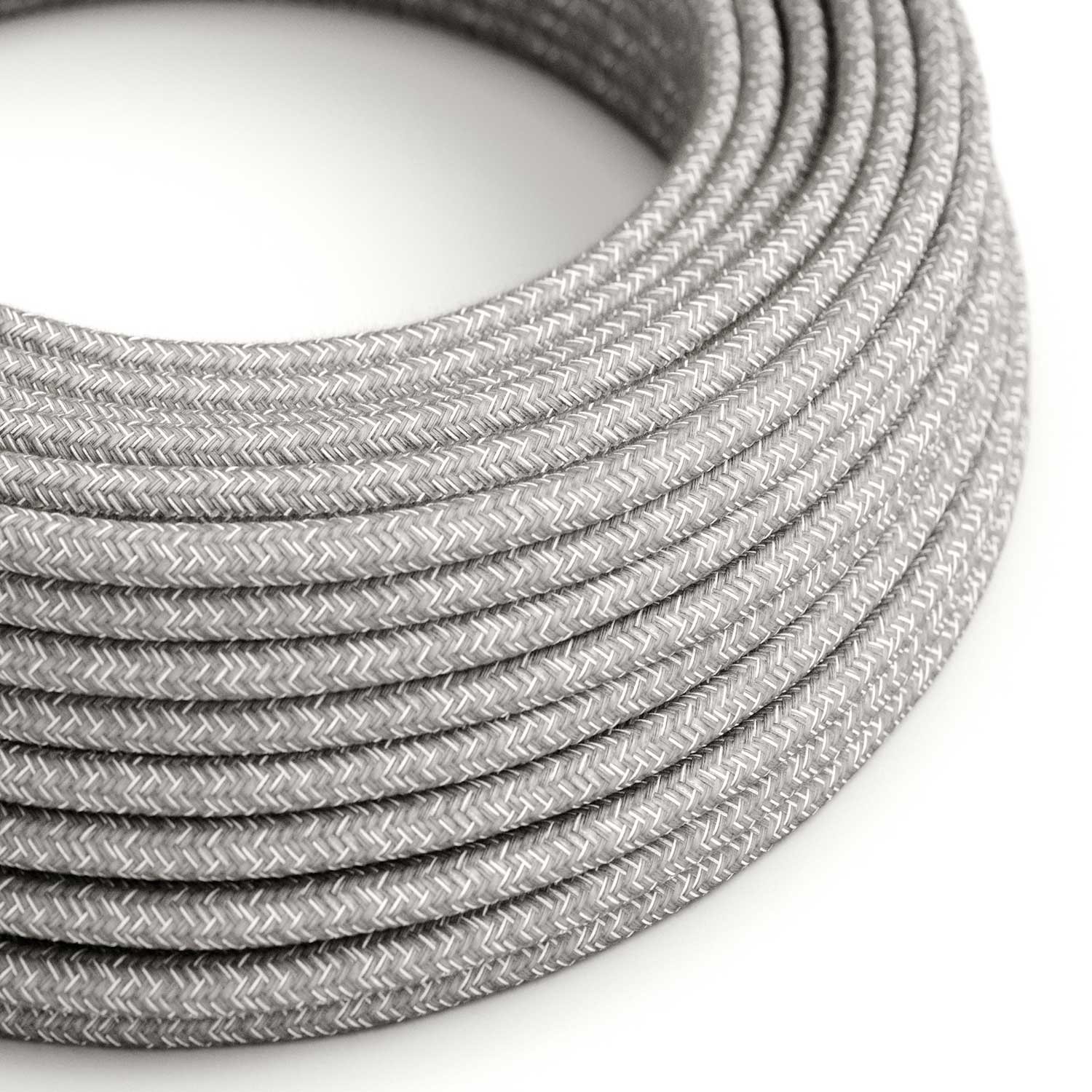 Round Electric Cable 150 ft (45,72 m) coil RN02 Grey Natural Linen - UL listed