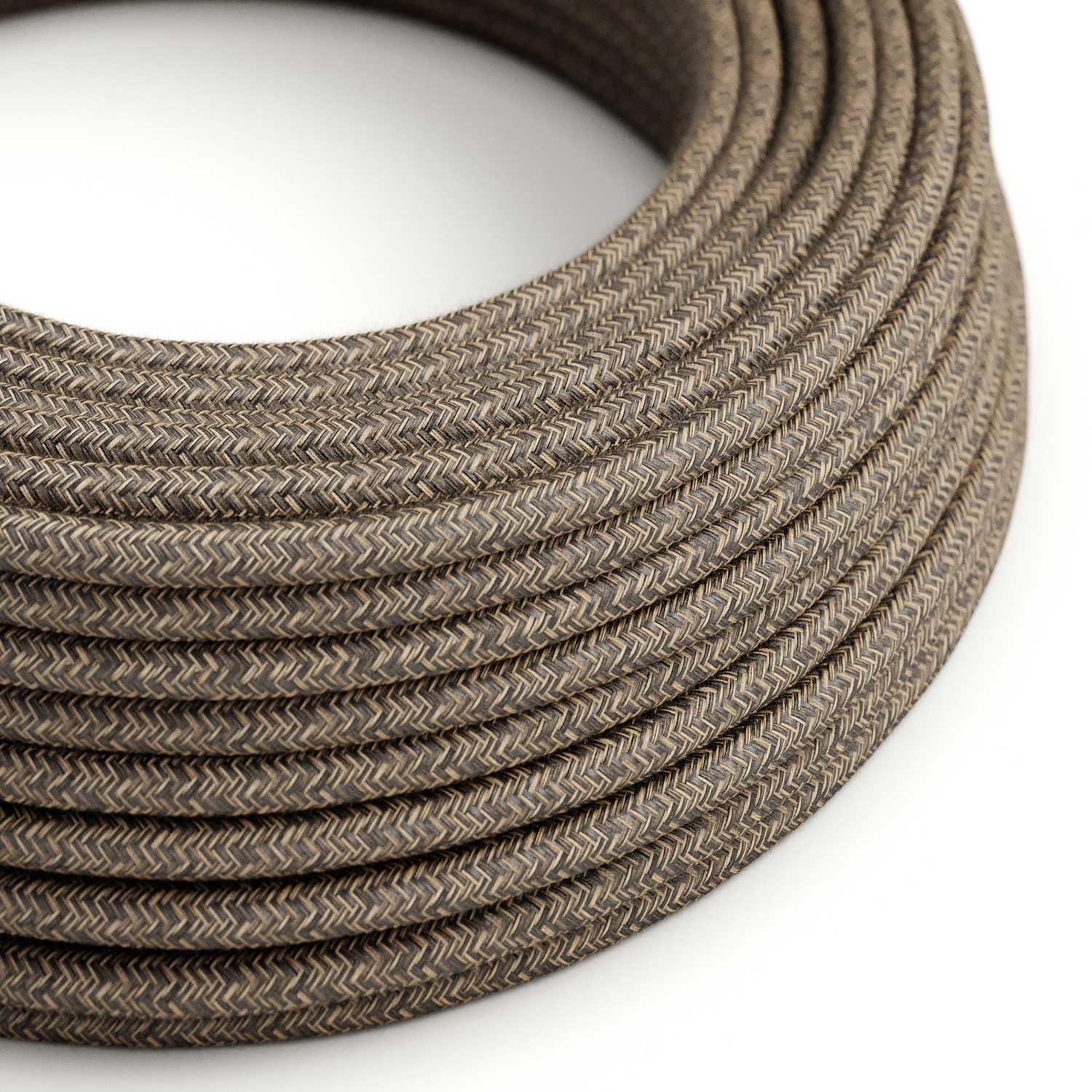 Round Electric Cable 150 ft (45,72 m) coil RN04 Brown Natural Linen - UL listed