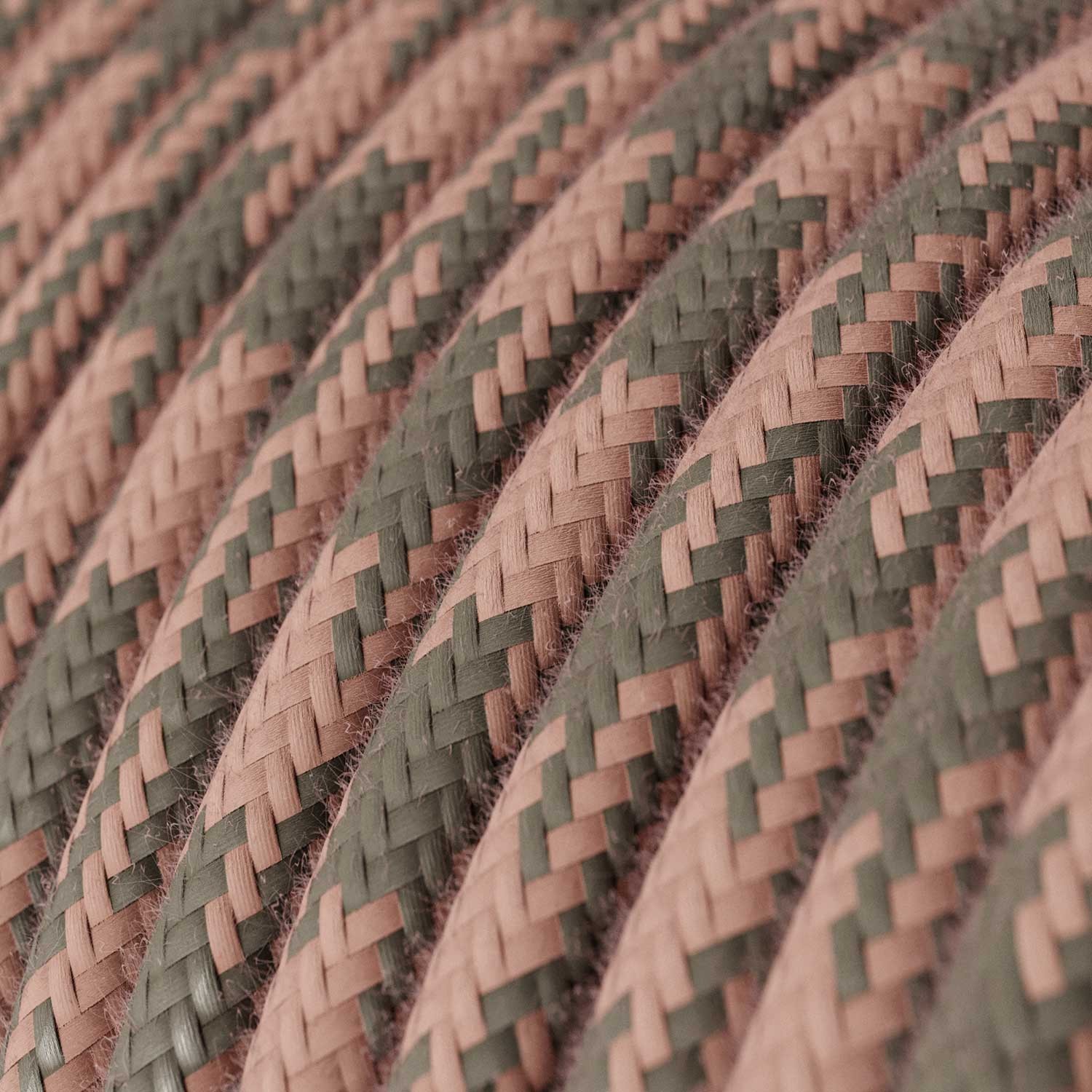 Cable eléctrico redondo en bobina de 45.72 mts (150 pies) RP26 Algodón Bicolor Rosa Viejo y Gris - Homologado UL