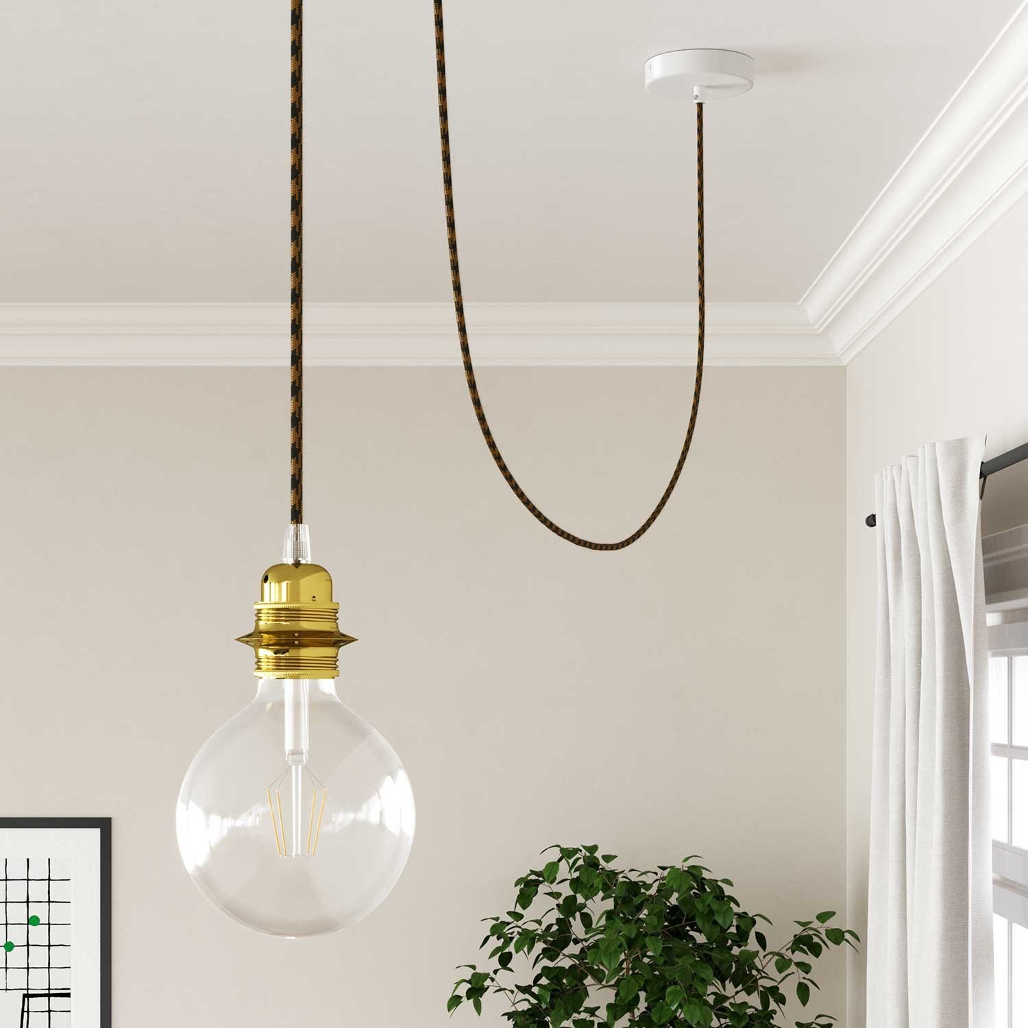 Cable eléctrico redondo en bobina de 45.72 mts (150 pies) RP27 Algodón Bicolor Miel Dorado y Antracita - Homologado UL