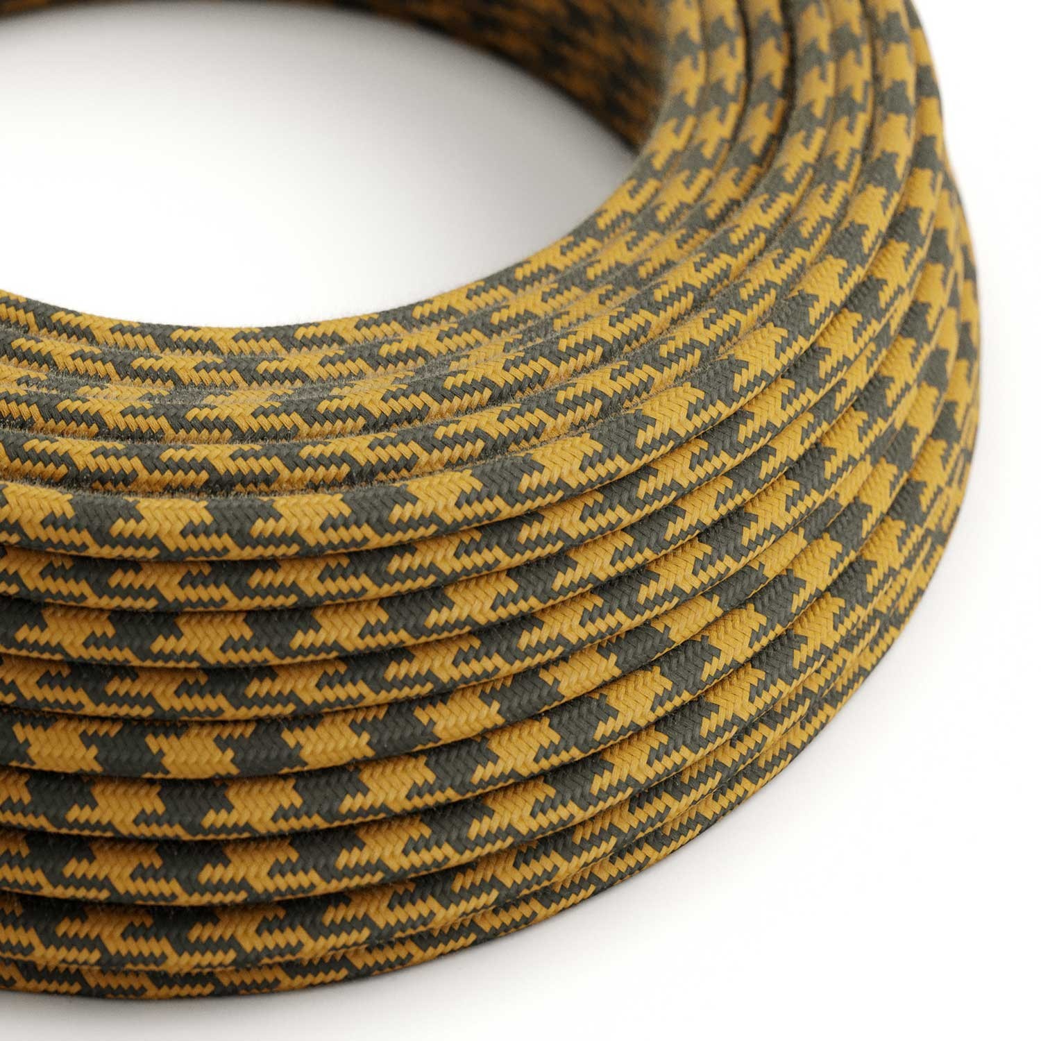 Cable eléctrico redondo en bobina de 45.72 mts (150 pies) RP27 Algodón Bicolor Miel Dorado y Antracita - Homologado UL
