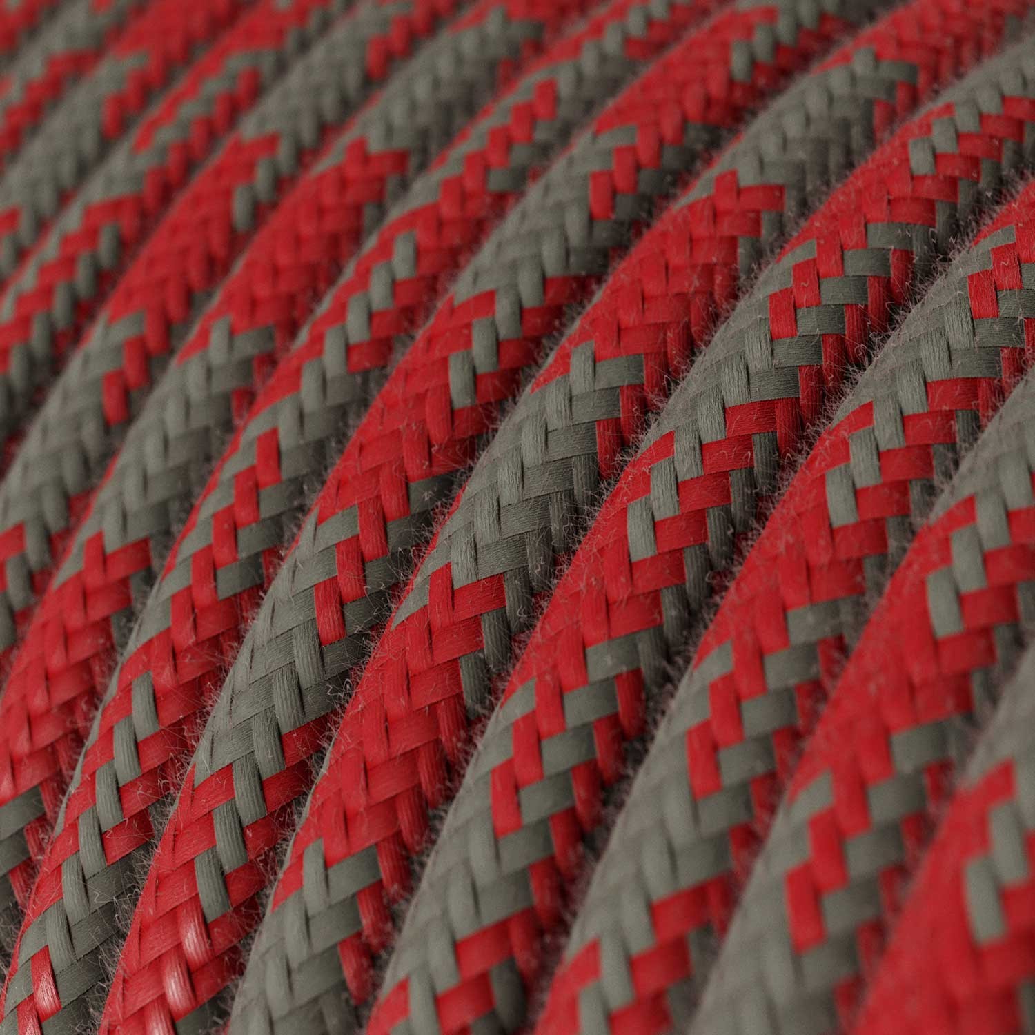 Cable eléctrico redondo en bobina de 45.72 mts (150 pies) RP28 Algodón Bicolor Rojo Fuego y Gris - Homologado UL