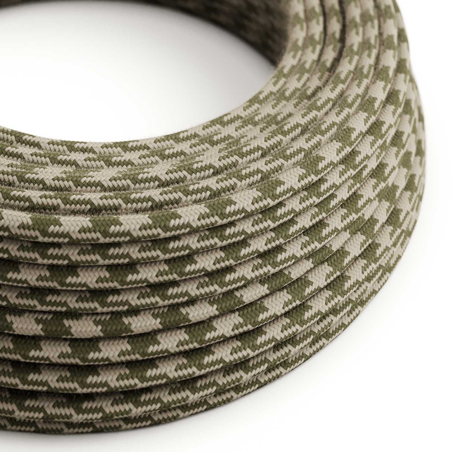 Cable eléctrico redondo en bobina de 45.72 mts (150 pies) RP30 Algodón Bicolor Verde Tomillo y Gris pardo - Homologado UL