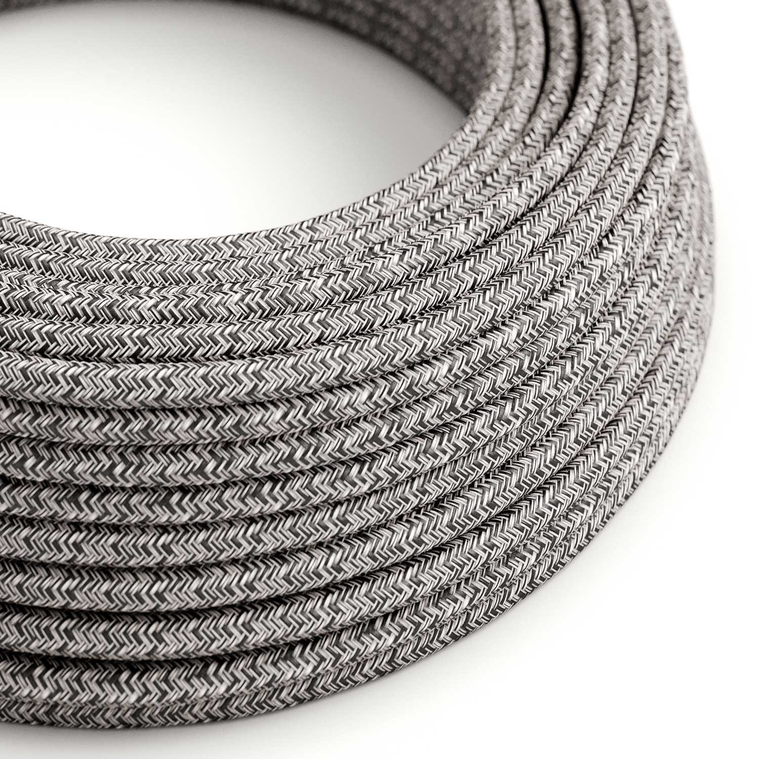 Round Electric Cable 150 ft (45,72 m) coil RS81 Glittering Black Onyx Cotton and Natural Linen - UL listed