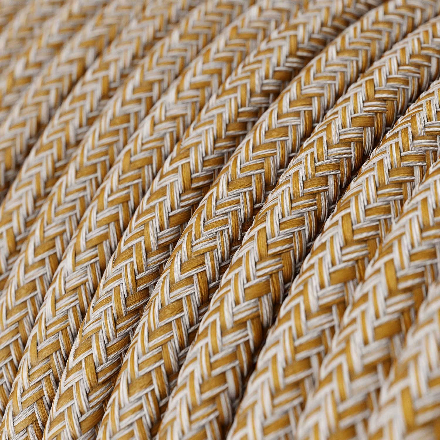 Cable eléctrico redondo en bobina de 45.72 mts (150 pies) RS82 Algodón y Lino Natural Marrón Glitter - Homologado UL