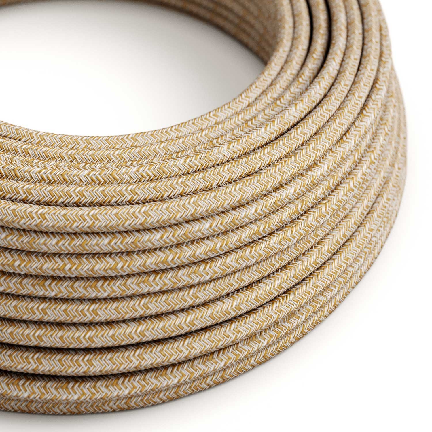 Cable eléctrico redondo en bobina de 45.72 mts (150 pies) RS82 Algodón y Lino Natural Marrón Glitter - Homologado UL