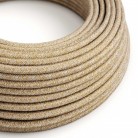 Cable eléctrico redondo en bobina de 45.72 mts (150 pies) RS82 Algodón y Lino Natural Marrón Glitter - Homologado UL