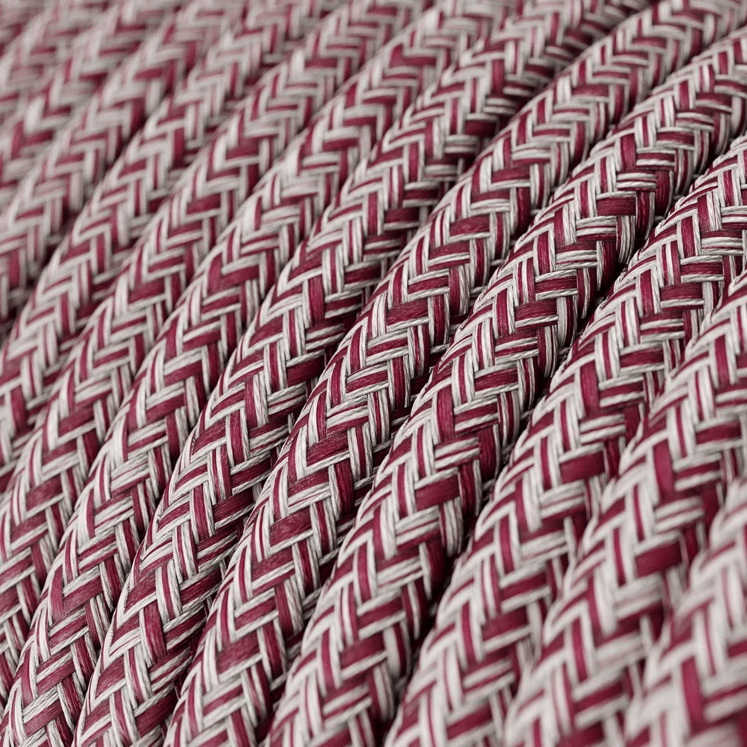 Cable eléctrico redondo en bobina de 45.72 mts (150 pies) RS83 Algodón y Lino Natural Rojo Glitter - Homologado UL
