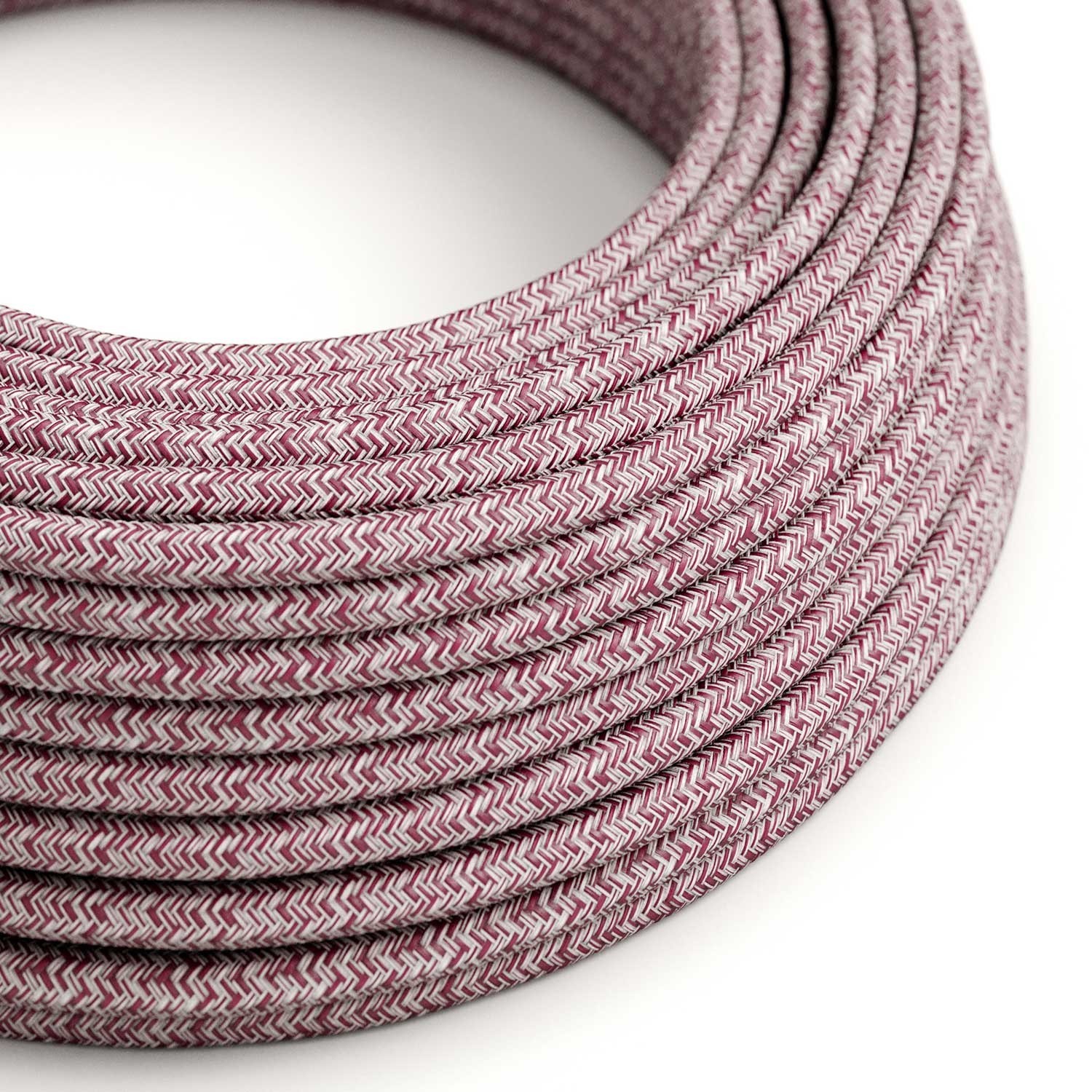 Cable eléctrico redondo en bobina de 45.72 mts (150 pies) RS83 Algodón y Lino Natural Rojo Glitter - Homologado UL