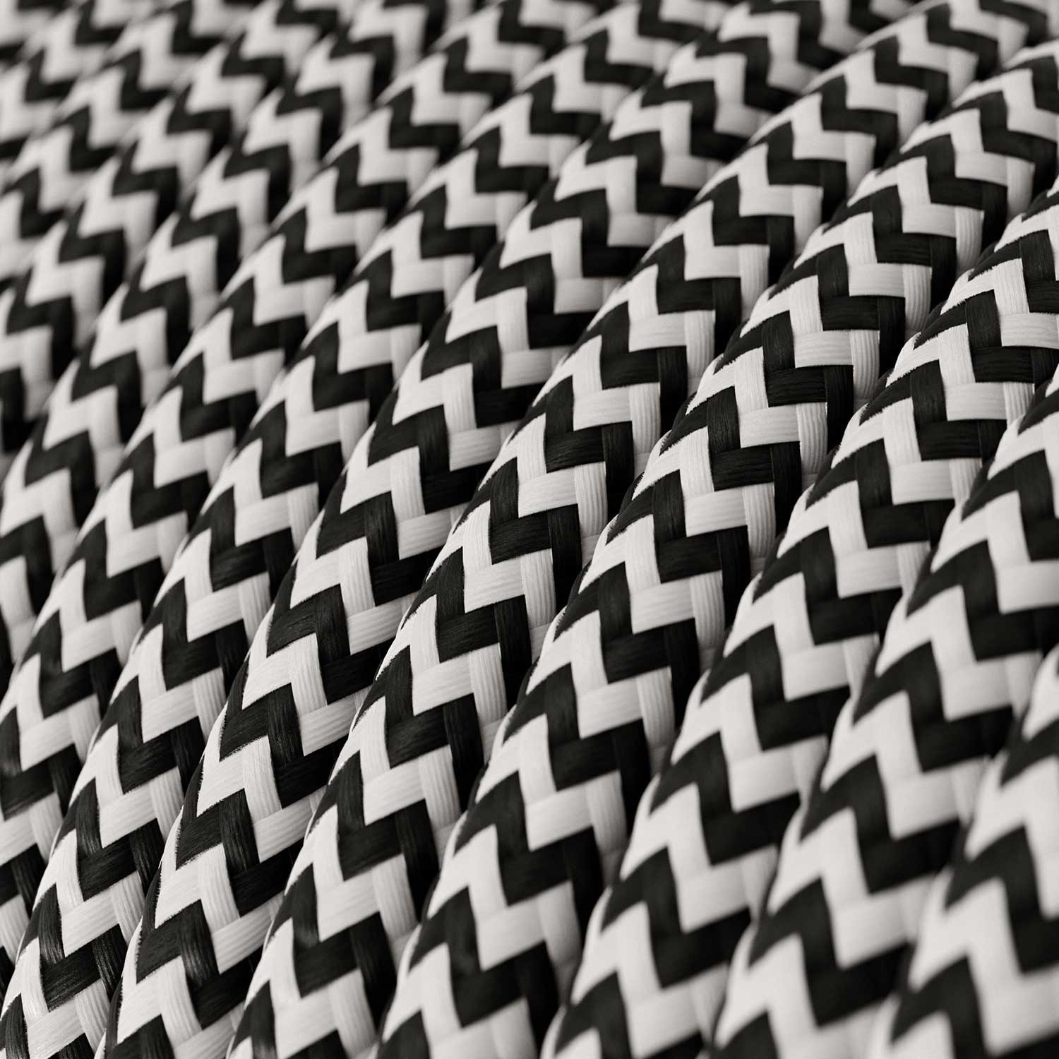 Cable eléctrico redondo en bobina de 45.72 mts (150 pies) RZ04 Efecto Seda ZigZag Negro - Homologado UL